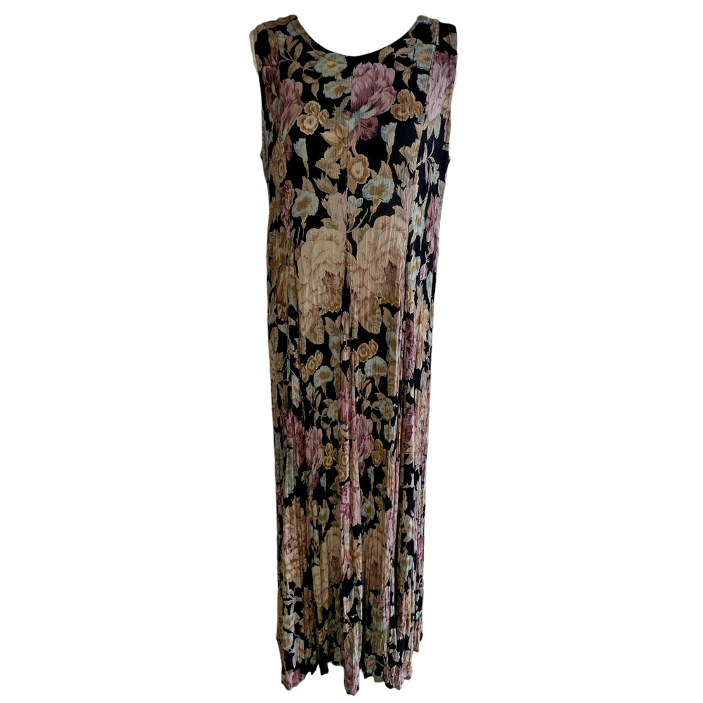 Vintage Starina Sleeveless Boho 90s Floral Maxi Dress 100% Rayon Size Medium